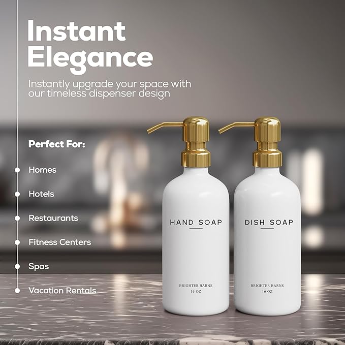 Luxury Glass Hand and Dish Soap Dispenser Set by Brighter Barns - Image 2