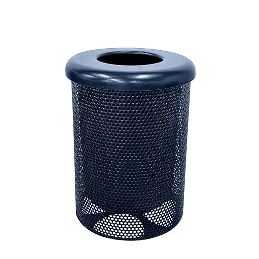 COATEDOUTDOORFURNITURE RFT-P-TXTDBL Heavy Duty Round Trash Receptacle by CoatedOutdoorFurniture