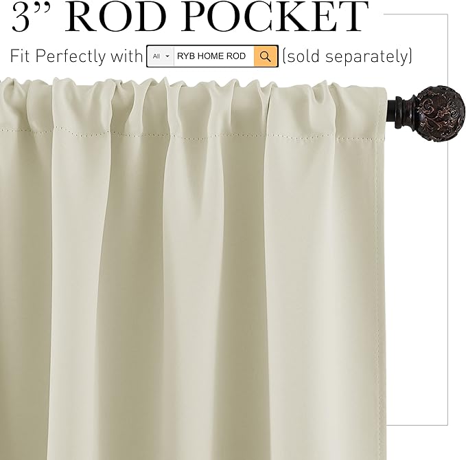 RYB HOME Curtains 84 inch Long - Image 3