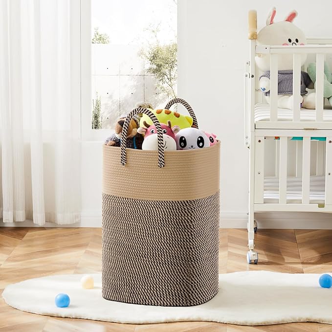 Laundry Basket, Woven Cotton Rope Laundry Hamper, Versatile Storage - Image 6