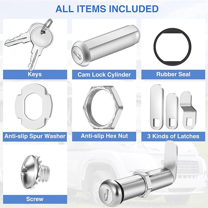 Cabinet Lock with Keys, 2 Pack Cabinet Cam Lock Set - Image 7