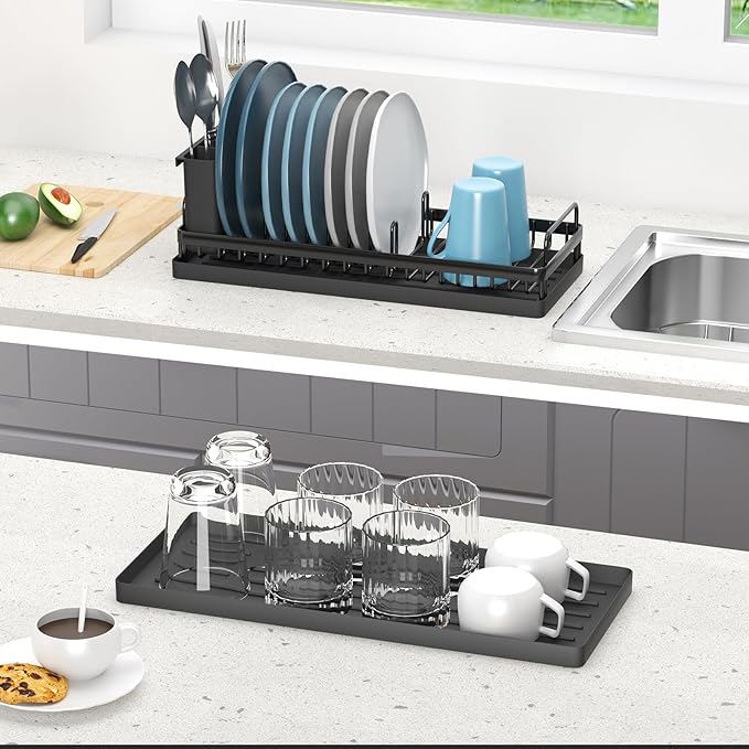 Small Dish Drying Rack, Compact Sink Dish Drainer Plate Organizer - Image 3