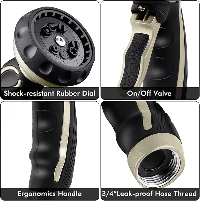 RESTMO Hose Nozzle with Easy Self-Lock Trigger, Heavy Duty Metal Water Hose - Image 7