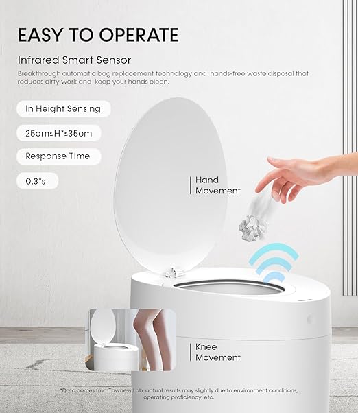 TOWNEW T AIR ONE Smart Trash Can, 2.6 Gallon Automatic Garbage Can - Image 8