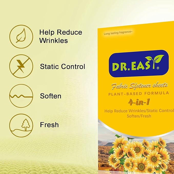 DR.EASY Dryer Sheets Plant Based Formula 252 Ct Fabric Softener sheets - Image 8