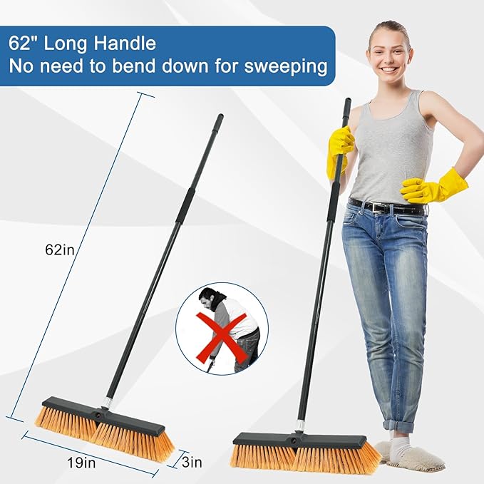PBHEPJ 18 Inchs Push Broom Outdoor Heavy Duty, Shop Broom - Image 3