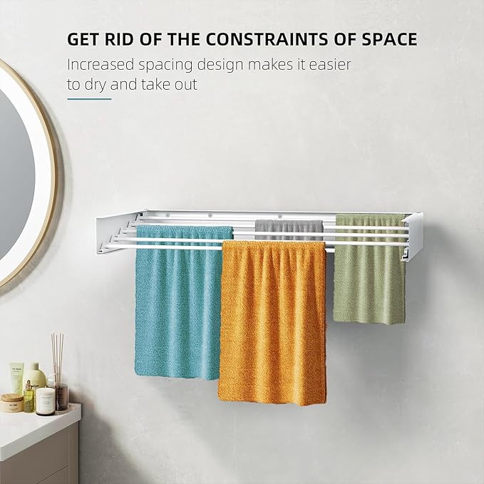 Laundry Drying Rack, Collapsible Wall Mounted Clothes Drying Rack - Image 2