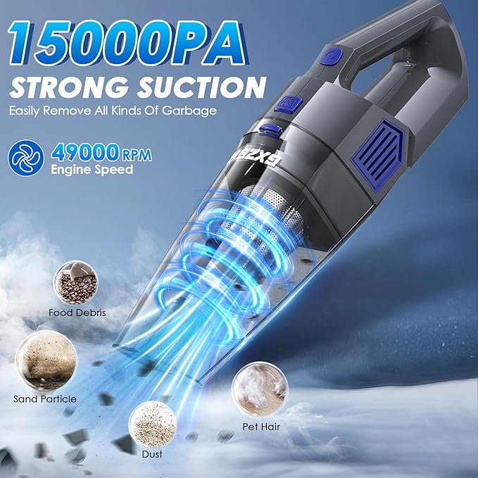 Handheld Vacuum Cordless, 15000PA Strong Suction Hand Held Car Vacuum Cleaner - Image 2
