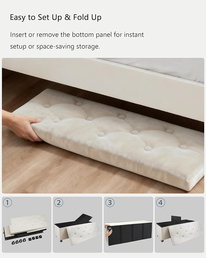 Storage Ottoman Bench, 43 Inch Foldable Ottoman - Image 7