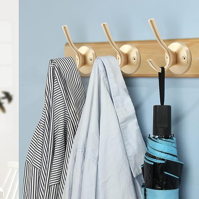 Gold Coat Hooks for Wall, 2 Pack Heavy Duty Towel Robe Hooks, Hats Hooks for - Image 7