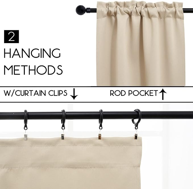 Pickluc Blackout Curtains 45 Inches Long 2 Panels, Room Darkening Tiers - Image 2