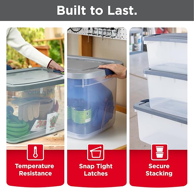Rubbermaid Roughneck Clear 66 Qt/16.5 Gal Storage Containers, Visible Base - Image 3