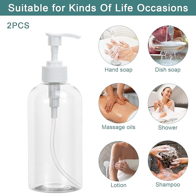 Yebeauty Pump Bottle Dispenser, 2 Pack 13.5oz/400ml Dish Lotion Soap Dispenser - Image 5