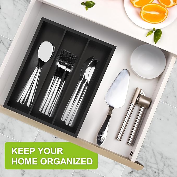 Bamboo Utensil Drawer Organizer, Kitchen Drawer Organizer - Image 5