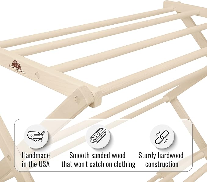Pennsylvania Woodworks Premium American Maple Clothes Drying Rack - Image 9