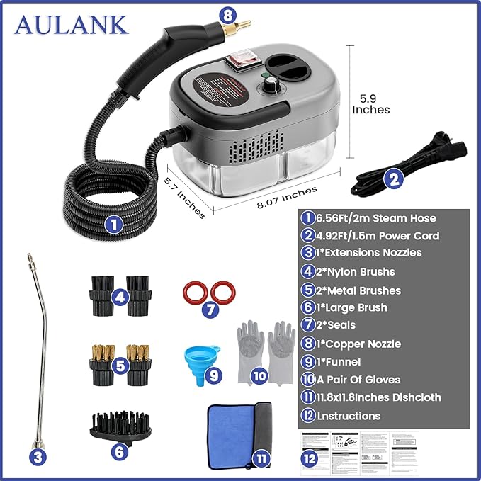2500W Handheld Steam Cleaner, Portable Car Steamer - Image 6