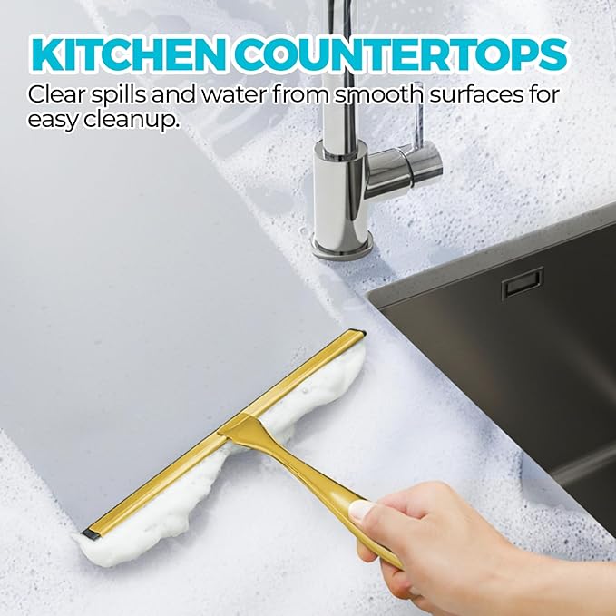 2PACK 10-Inch Golden All-Purpose Shower Squeegee - Image 6
