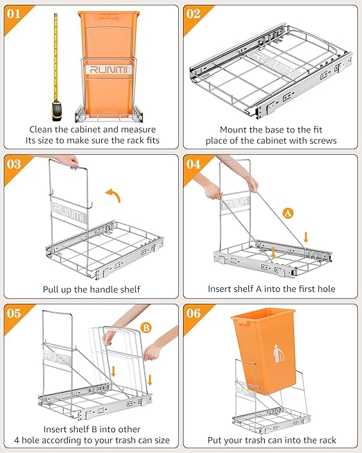 Pull Out Trash Can Under Cabinet，Heavy Duty Slide-Out Cabinet Kit, Adjustable - Image 7