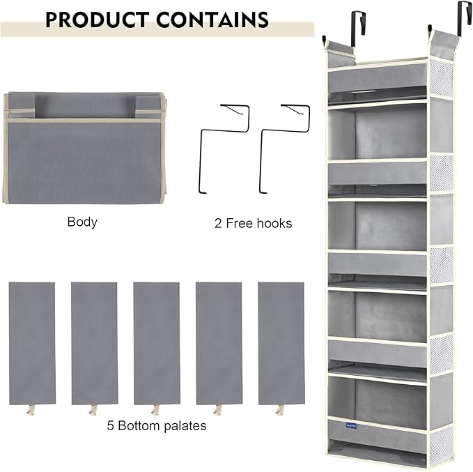 Over The Door Organizer 5-Shelves and 10 Side Pockets, Over The Door Storage - Image 7