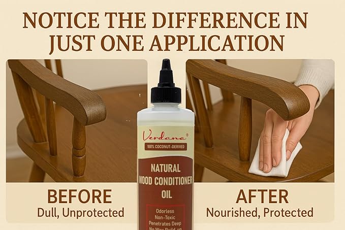 Verdana Natural Wood Conditioner Oil – 8 fl oz – Odorless, Non-Toxic Coconut - Image 5