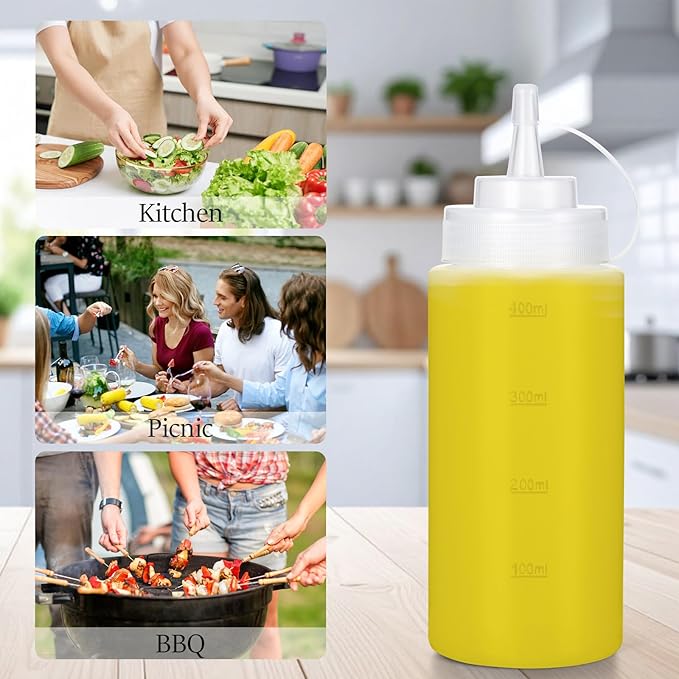 Condiment Squeeze Bottles Ketchup Dispenser, 4 Pack 16oz Squeeze Bottles - Image 6