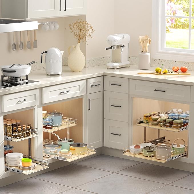 ROOMTEC 2 Tier Individual Pull Out Cabinet Organizer 13½"W x 21½"D, Slide Out - Image 6