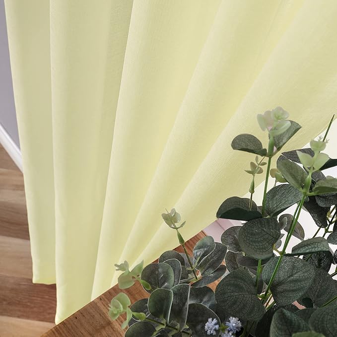 Tollpiz Sheer Tier Curtain Linen Textured Half Kitchen Curtains Sheer Light - Image 3