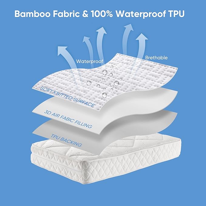 Hanherry 100% Waterproof Mattress Protector Twin XL Size, Mattress Cover 3D Air - Image 7