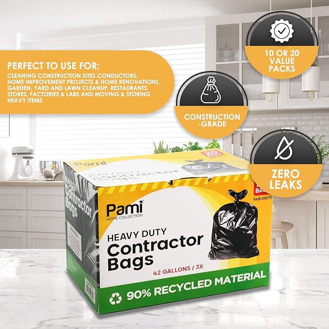 PAMI Heavy Duty 42 Gallon Contractor Garbage Bags, Tear Resistant Construction - Image 5