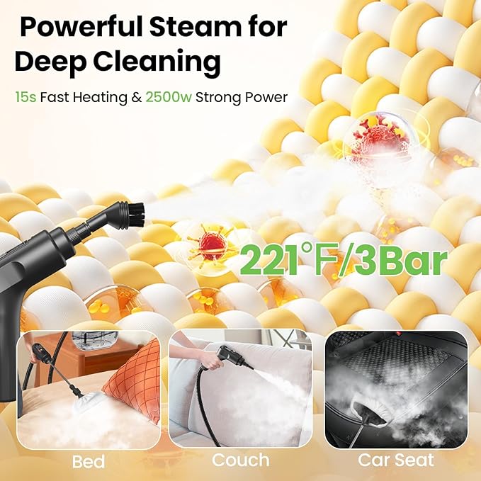 Handheld Steam Cleaner for Home, 2500W High Pressure Steam Cleaner for Car - Image 3