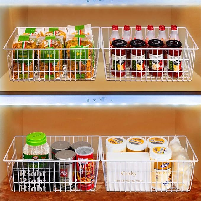 SANNO Wire Metal Baskets Freezer Baskets Farmhouse Organizer Storage Bins Large - Image 3