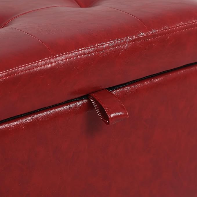 Adeco Faux Leather Storage Ottoman - Image 6