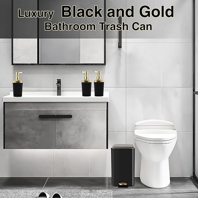 Small Bathroom Trash Can with Lid Soft Close, 1.8 Gallon Stainless Steel - Image 4