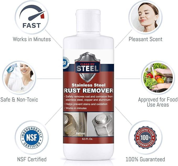 CLEAN MY STEEL Stainless Steel Rust Stain Remover & Cleaner Kit, NSF Safe - Image 5