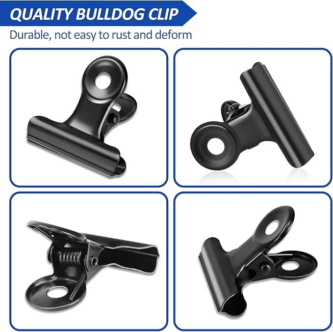 30 Pack Bulldog Clips 1.25 Inches Small Hinge Paper Clips Metal Hinge Clips - Image 4
