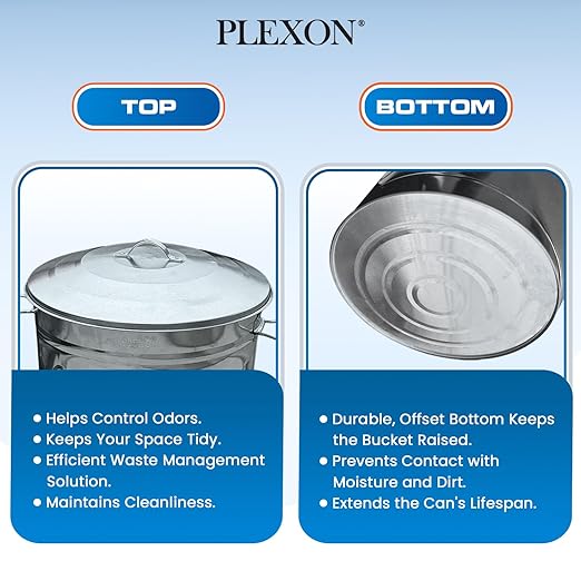 Plexon 13-Gallon Galvanized Steel Round Trash Can - Image 8