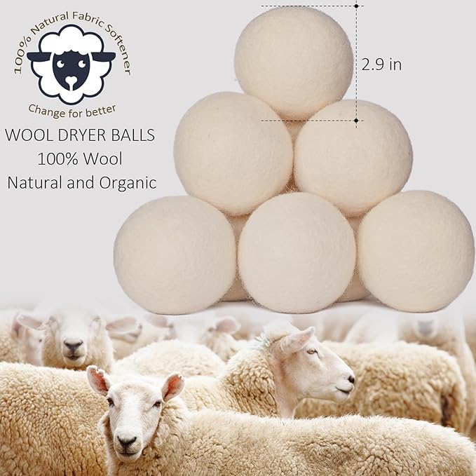 24 Pack Wool Dryer Balls XL Reusable Laundry Balls - Image 2