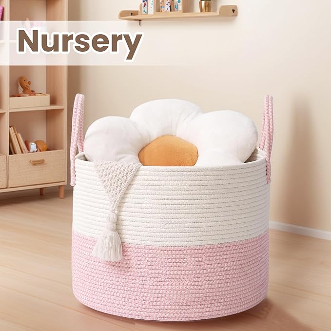 Woven Blanket Basket, 115L Large Rope Storage Bin - Image 4