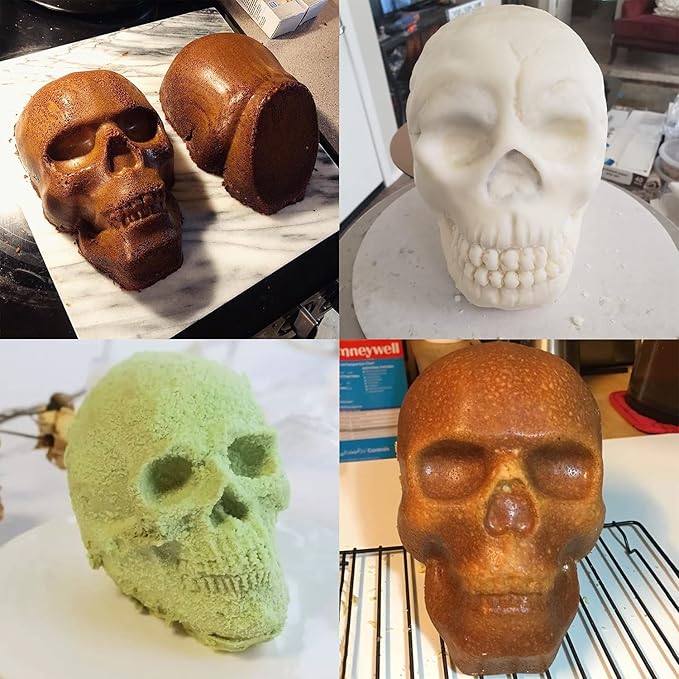 JETKONG Extra Large Silicone Skull Cake Mold Haunted Skull Baking Cake Pan - Image 5