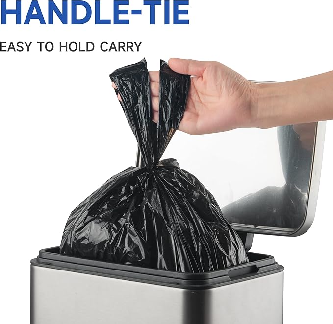Small Trash Bags with Handles 2.6 Gallon 200 Count Black - Image 7