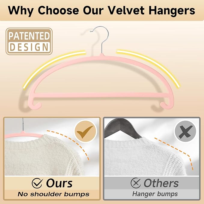 MIZGI 50 Pack Blush Pink Velvet Hangers - Image 3