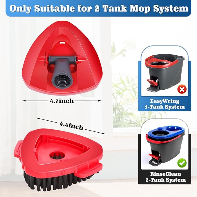 2 Pcs Full-Coverage Spin Mop Scrub Brush Heads and 1 Mop Base Part Replacement - Image 2