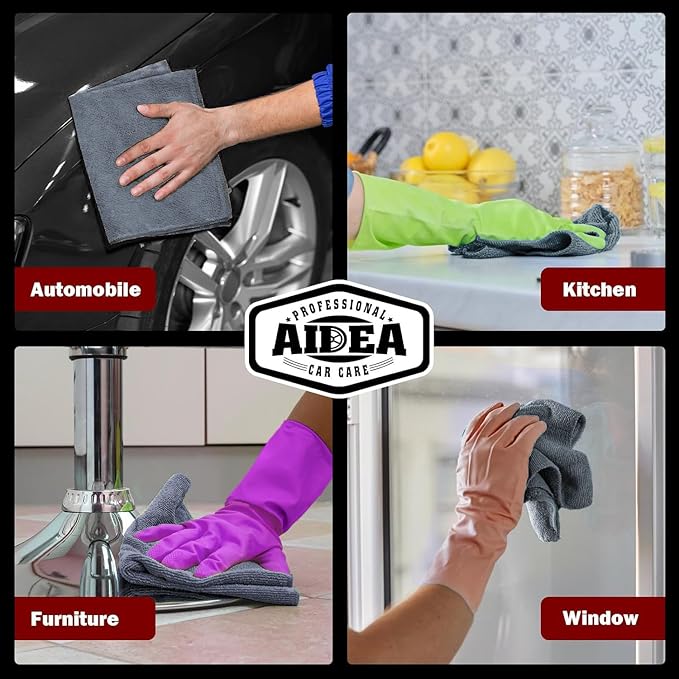 AIDEA Microfiber Cleaning Cloth Grey 150PK, Microfiber Towels - Image 5