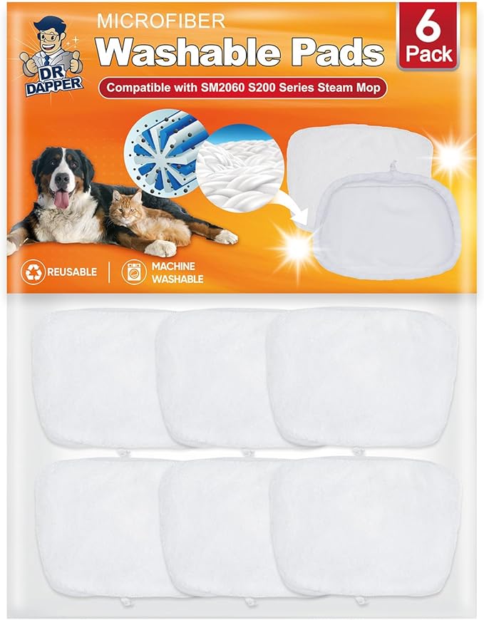 DR DAPPER 6 Pack SMP01 Steam Mop Pads Compatible by DRDAPPER