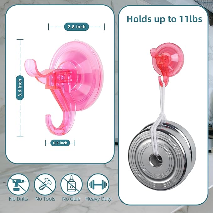Antimbee Suction Cup Hooks, 10 Pack Reusable Suction Cup Hangers, Removable - Image 3