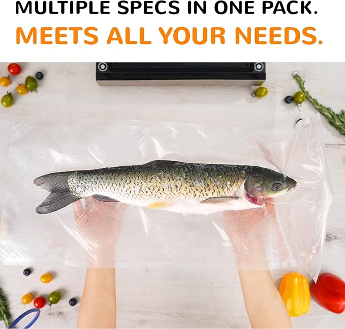 All-in-One Variety Pack Vacuum Sealer Bags & Rolls – 50x 6''x10'', 70x 8''x12'' - Image 3