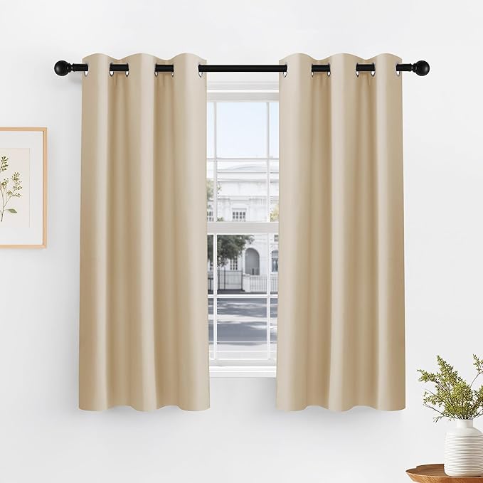 PONY DANCE Black Out Curtains for Bedroom 54 inch Length 2 Panels Set, Thermal by PONYDANCE