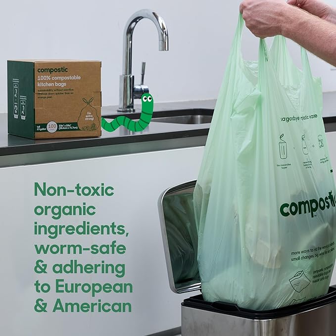 Compostic Home Compostable Trash Bags, 3 Gallon Small Kitchen Rubbish Bags - Image 3