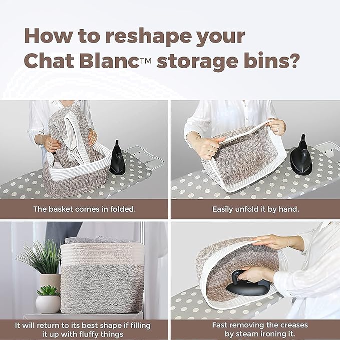 CHAT BLANC Cotton Rope Baskets for Organizing | Storage Baskets for Shelves | - Image 9