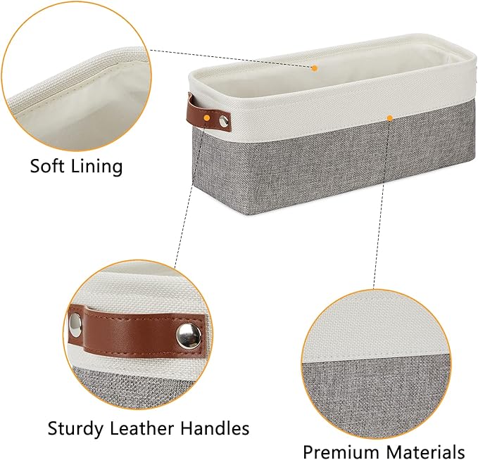 DULLEMELO Small Storage Baskets 15"x6"x5.5", Fabric Storage Bins - Image 4